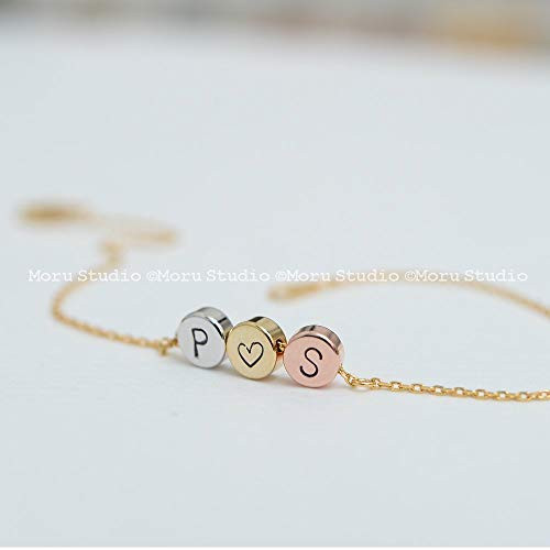 Personalized Three Dot Bracelet-Best Sisters BFF Bracelet Initial Circle Bracelet Bridesmaid Round Monogram DIY Hand Stamped Bracelet BCR 126