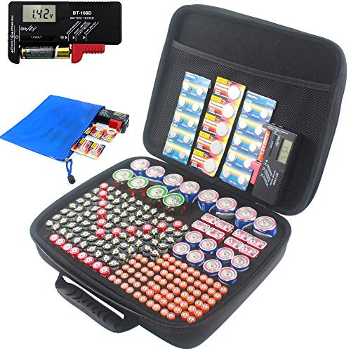 Large Battery Organizer Storage Case with Digital Tester fit 240 or more batteries