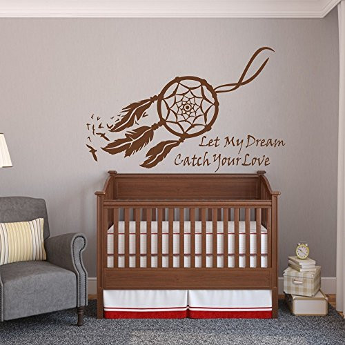 Dream Catcher Wall Decal Vinyl Dream Catcher Sticker Baby Nursery Wall Decor Wall Mural Bedroom Wall Art Decor Brown