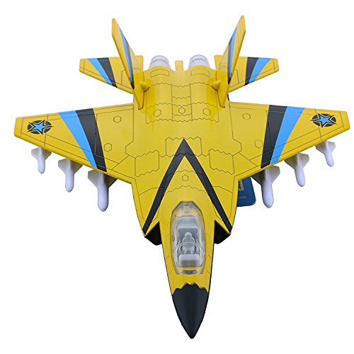 HSOMiD Alloy Planes/Airplane/Aircraft Toy with Pull Back Stealth Bombers and Fighter Planes -Diecast Fighter Jets-Yellow-