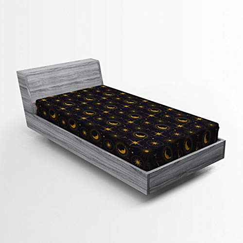Ambesonne Alchemy Fitted Sheet Mystic Night Image Windrose Stars Sun and Crescent Moon with Human Face Soft Decorative Fabric Bedding All-Round Elastic Pocket Twin Size Indigo and Dark Yellow Ambesonne Alchemy Fitted Sheet Mystic Night Image Windrose Stars Sun and Crescent Moon with Human Face Soft Decorative Fabric Bedding All-Round Elastic Pocket Twin Size Indigo and Dark Yellow