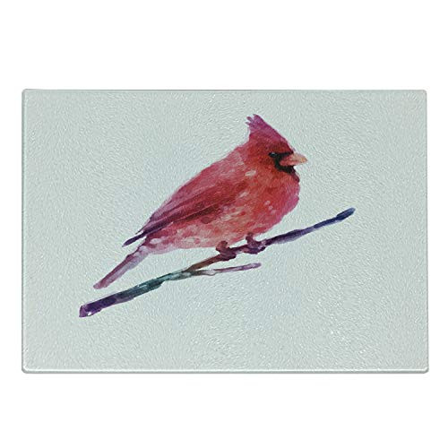 Lunarable Bird Cutting Board Watercolor Cardinal Display Winter Season Wildlife Christmas Holiday Decorative Tempered Glass Cutting and Serving Board Small Size Dark Coral Purple Lunarable Bird Cutting Board Watercolor Cardinal Display Winter Season Wildlife Christmas Holiday Decorative Tempered Glass Cutting and Serving Board Small Size Dark Coral Purple