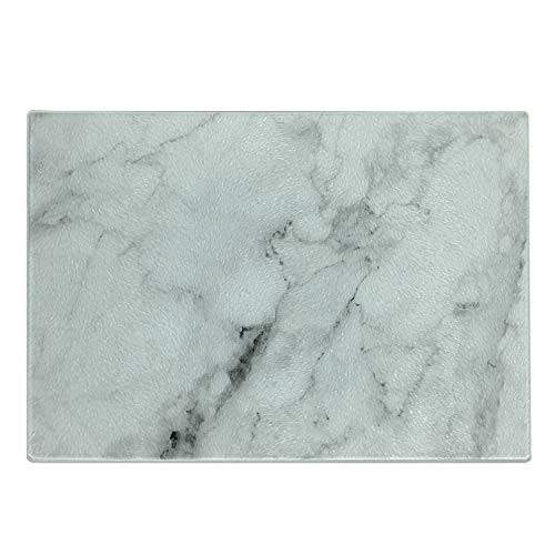 Ambesonne Marble Print Cutting Board Stone Surface Pattern Cracked Lines and Stripes Display Decorative Tempered Glass Cutting and Serving Board Small Size Grey Dust