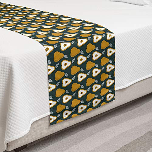 Lunarable Fruit Bed Runner Repeating Sliced and Whole Pear Silhouettes Decorative Accent Bedding Scarf for Hotels Homes and Guestrooms Dark Yellow Dark Green Lunarable Fruit Bed Runner Repeating Sliced and Whole Pear Silhouettes Decorative Accent Bedding Scarf for Hotels Homes and Guestrooms Dark Yellow Dark Green