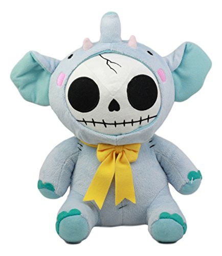 Ebros Furry Bones Skeleton Elefun The Elephant with Yellow Bow Tie Plush Toy Doll Collectible