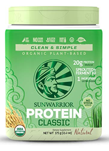 Sunwarrior Classic Vegan Sprouted Brown Rice Protein Powder -15 Servings Natural-