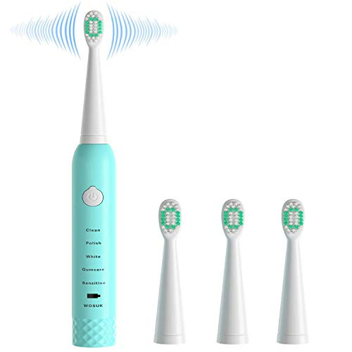 WHYX Sonic Electric Toothbrushes Electric Sonic Toothbrush with 5 Modes Waterproof USB Charging Rechargeable 4 Replacement Brush Heads Dentists Recommend Power Toothbrush