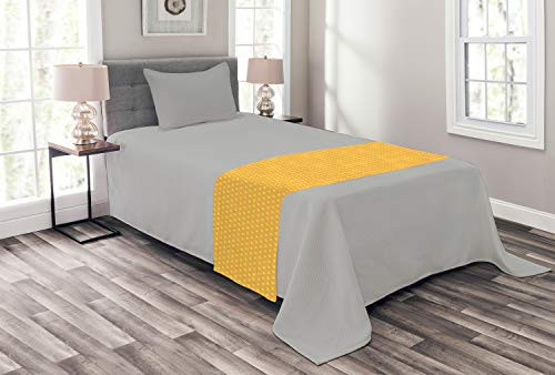 Ambesonne Pop Art Bed Runner Vintage Retro 50s 60s Image with Polka Dots Pattern Design Print Decorative Accent Bedding Scarf for Hotels Homes and Guestrooms Marigold and Yellow