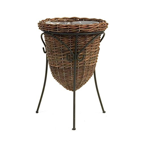 Skalny Round Willow Planter with Stand & Sewn Liner, 11" x 16"