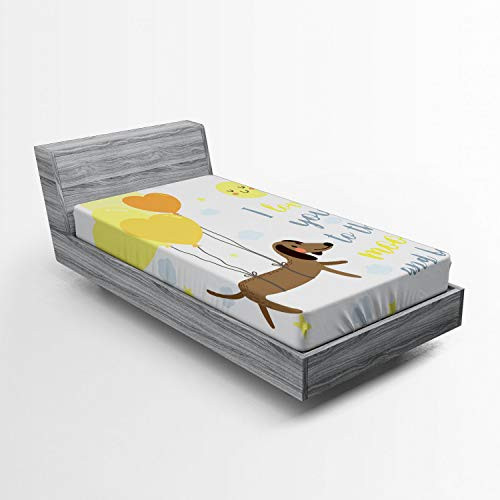 Ambesonne I Love You Fitted Sheet Dog with Balloons and Hearts Sun Clouds Puppy Baby Best Friends Soft Decorative Fabric Bedding All-Round Elastic Pocket Twin Size Yellow Cocoa Blue Grey Ambesonne I Love You Fitted Sheet Dog with Balloons and Hearts Sun Clouds Puppy Baby Best Friends Soft Decorative Fabric Bedding All-Round Elastic Pocket Twin Size Yellow Cocoa Blue Grey