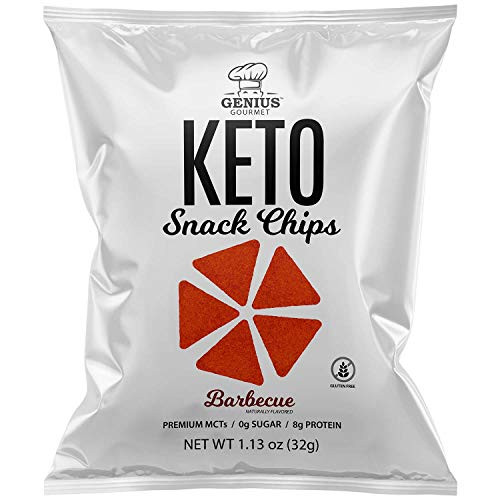 Genius Gourmet Protein Keto Chips Low Carb Premium MCTs Gluten Free Keto Snack -Barbecue- Pack of 8 1.13 oz. -32 g- Each Genius Gourmet Protein Keto Chips Low Carb Premium MCTs Gluten Free Keto Snack -Barbecue- Pack of 8 1.13 oz. -32 g- Each