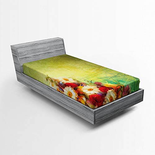 Ambesonne Flower Fitted Sheet Romantic Bouquet Rose Chamomile Grunge Pastoral Scene of The Natural World Print Bed Cover with All-Round Elastic Deep Pocket for Comfort Twin Size Yellow White Ambesonne Flower Fitted Sheet Romantic Bouquet Rose Chamomile Grunge Pastoral Scene of The Natural World Print Bed Cover with All-Round Elastic Deep Pocket for Comfort Twin Size Yellow White