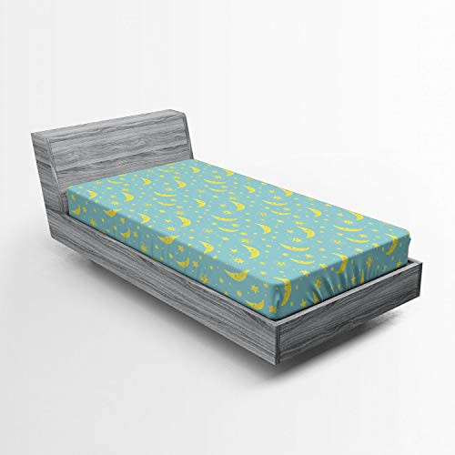 Ambesonne Yellow and Blue Fitted Sheet Doodle Night Sky with Pastel Crescent Moon and Stars Sleeping Soft Decorative Fabric Bedding All-Round Elastic Pocket Twin Size Pale Blue and Yellow Ambesonne Yellow and Blue Fitted Sheet Doodle Night Sky with Pastel Crescent Moon and Stars Sleeping Soft Decorative Fabric Bedding All-Round Elastic Pocket Twin Size Pale Blue and Yellow