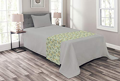 Lunarable Paint Bed Runner Swirling Shabby Petal Carnation Blooms Classic Flower Beauty Motif Decorative Accent Bedding Scarf for Hotels Homes and Guestrooms Earth Yellow Pale Green Lunarable Paint Bed Runner Swirling Shabby Petal Carnation Blooms Classic Flower Beauty Motif Decorative Accent Bedding Scarf for Hotels Homes and Guestrooms Earth Yellow Pale Green
