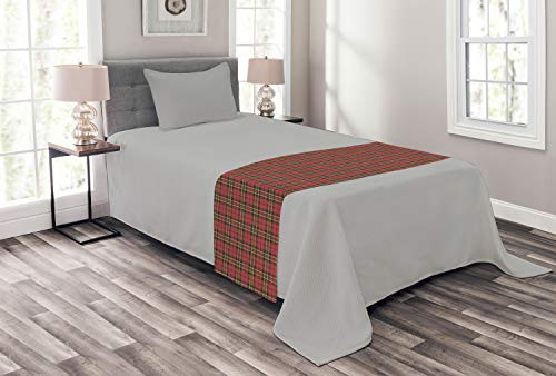 Ambesonne Checkered Bed Runner Scottish British Celtic Culture Traditional Design in Classical Colors Decorative Accent Bedding Scarf for Hotels Homes and Guestrooms Red Black Yellow