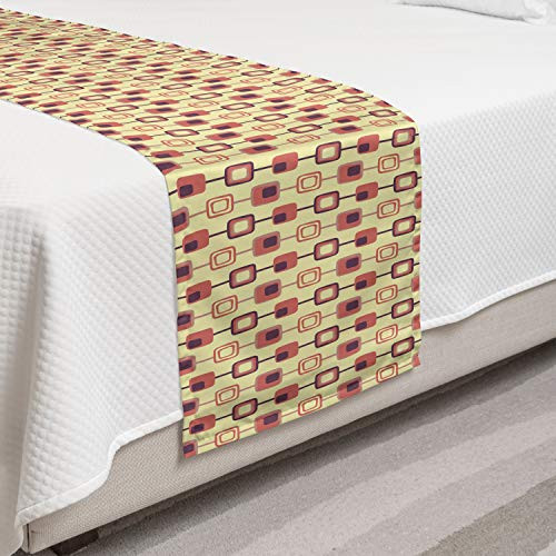 Ambesonne Abstract Bed Runner Connected Rectangular Vertical Formations Decorative Accent Bedding Scarf for Hotels Homes and Guestrooms Dark Salmon Pale Yellow