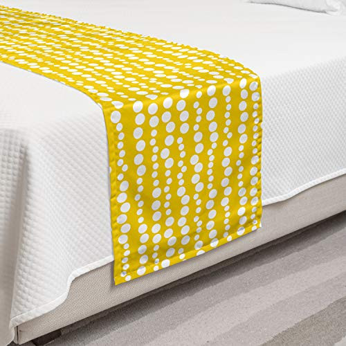 Ambesonne Yellow and White Bed Runner Modern Design Bubble Inspired Circles Rounds Big Little Dots Decorative Accent Bedding Scarf for Hotels Homes and Guestrooms Earth Yellow and White