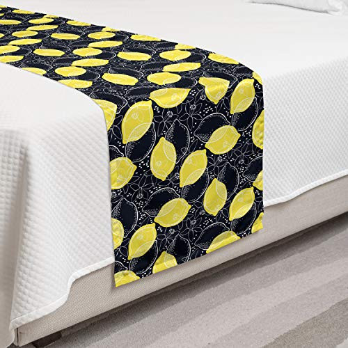 Ambesonne Fruits Bed Runner Drawings of Lemons and Blossoms Illustration Decorative Accent Bedding Scarf for Hotels Homes and Guestrooms Charcoal Grey Yellow Ambesonne Fruits Bed Runner Drawings of Lemons and Blossoms Illustration Decorative Accent Bedding Scarf for Hotels Homes and Guestrooms Charcoal Grey Yellow