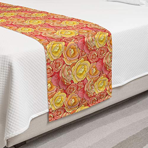 Ambesonne Pale Pink Bed Runner Romantic Roses Garden Illustration Nature Inspired Valentines Day Themed Decorative Accent Bedding Scarf for Hotels Homes and Guestrooms Yellow Coral Pink Ambesonne Pale Pink Bed Runner Romantic Roses Garden Illustration Nature Inspired Valentines Day Themed Decorative Accent Bedding Scarf for Hotels Homes and Guestrooms Yellow Coral Pink