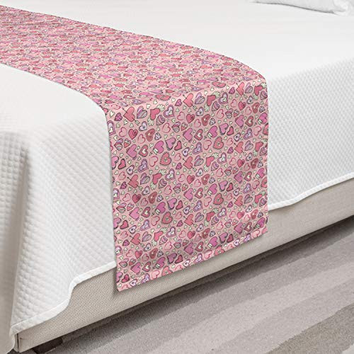 Ambesonne Love Bed Runner Romantic Doodle Style Pattern Winged Striped Hearts Arrows Abstract Decorative Accent Bedding Scarf for Hotels Homes and Guestrooms Coral Pink Pale Yellow Ambesonne Love Bed Runner Romantic Doodle Style Pattern Winged Striped Hearts Arrows Abstract Decorative Accent Bedding Scarf for Hotels Homes and Guestrooms Coral Pink Pale Yellow