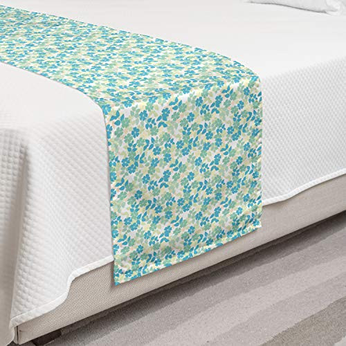 Ambesonne Flower Bed Runner Flowers Leaves Vintage Style Classic Nostalgia Summertime Art Decorative Accent Bedding Scarf for Hotels Homes and Guestrooms Almond Green Pale Yellow