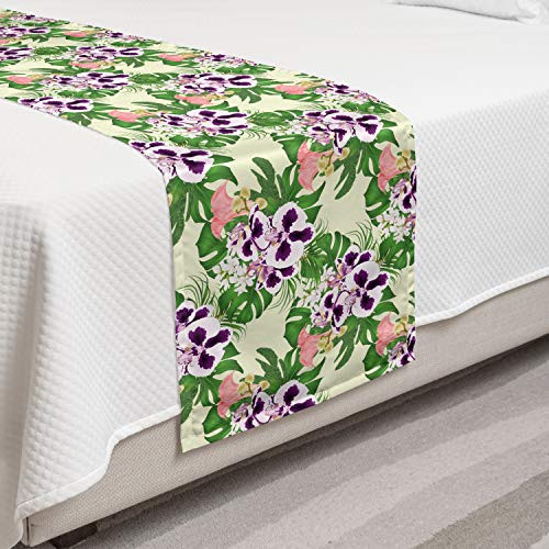 Ambesonne Philodendron Bed Runner Tropical Leaves with Exotic Floral Arrangement Repetition Decorative Accent Bedding Scarf for Hotels Homes and Guestrooms Pale Yellow Multicolor Ambesonne Philodendron Bed Runner Tropical Leaves with Exotic Floral Arrangement Repetition Decorative Accent Bedding Scarf for Hotels Homes and Guestrooms Pale Yellow Multicolor