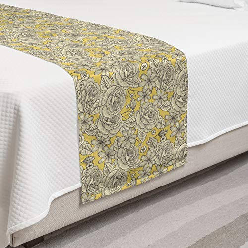 Ambesonne Vintage Bed Runner Hand Drawn Romantic Blooming Roses and Daisies Botanical Illustration Decorative Accent Bedding Scarf for Hotels Homes and Guestrooms Earth Yellow and Beige Ambesonne Vintage Bed Runner Hand Drawn Romantic Blooming Roses and Daisies Botanical Illustration Decorative Accent Bedding Scarf for Hotels Homes and Guestrooms Earth Yellow and Beige
