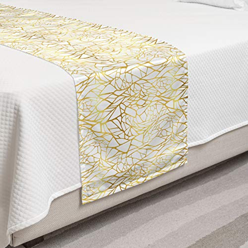 Ambesonne Contemporary Bed Runner Abstract Ornament Exotic Animal Pattern Style Feminine Glamor Print Decorative Accent Bedding Scarf for Hotels Homes and Guestrooms Yellow and White