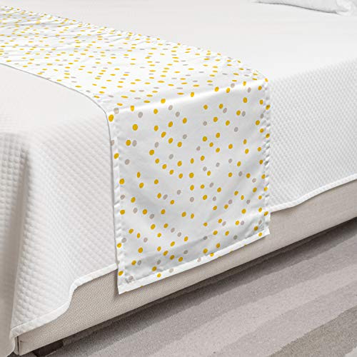 Ambesonne Yellow Polka Dot Bed Runner Repetitive Spots Randomly Scattered on a Plain Backdrop Decorative Accent Bedding Scarf for Hotels Homes and Guestrooms Earth Yellow Pale Tan