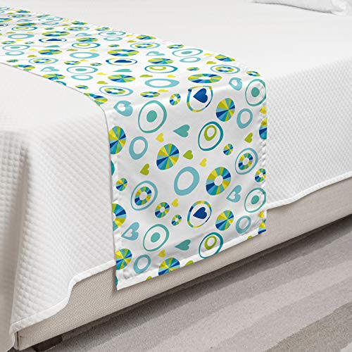 Ambesonne Colorful Bed Runner Repetitive Colorful Circles Hearts Illustration Doodle Style Inspired Decorative Accent Bedding Scarf for Hotels Homes and Guestrooms Yellow Green Seafoam Ambesonne Colorful Bed Runner Repetitive Colorful Circles Hearts Illustration Doodle Style Inspired Decorative Accent Bedding Scarf for Hotels Homes and Guestrooms Yellow Green Seafoam