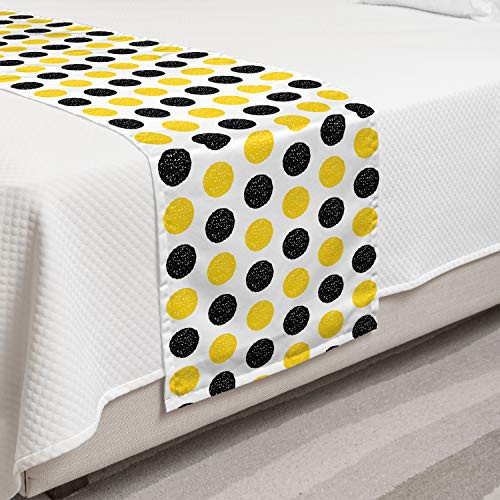 Ambesonne Yellow and White Bed Runner Repeating Round Motifs Composition in Grunge Style Decorative Accent Bedding Scarf for Hotels Homes and Guestrooms Yellow Charcoal Grey Ambesonne Yellow and White Bed Runner Repeating Round Motifs Composition in Grunge Style Decorative Accent Bedding Scarf for Hotels Homes and Guestrooms Yellow Charcoal Grey