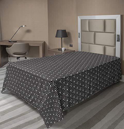 Ambesonne Lattice Flat Sheet Abstract Triangle Shapes with Twisted Lines Geometric Grid Tiles Soft Comfortable Top Sheet Decorative Bedding 1 Piece Twin Size Charcoal Grey Eggshell