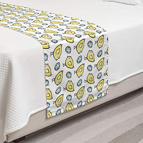 Ambesonne Yellow Bird Bed Runner Pastel Doodle Pattern with Eggs and Little Chickens Decorative Accent Bedding Scarf for Hotels Homes and Guestrooms Yellow Blue Ambesonne Yellow Bird Bed Runner Pastel Doodle Pattern with Eggs and Little Chickens Decorative Accent Bedding Scarf for Hotels Homes and Guestrooms Yellow Blue