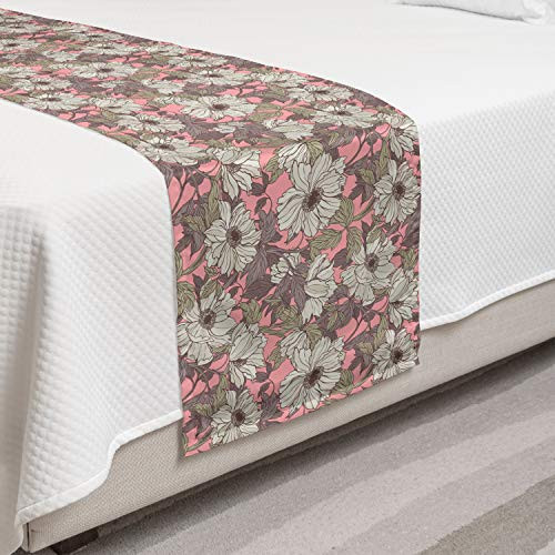 Ambesonne Floral Bed Runner Cartoon Style High Detailed Flowers and Leaves Decorative Accent Bedding Scarf for Hotels Homes and Guestrooms Pastel Pink Grey Yellow Ambesonne Floral Bed Runner Cartoon Style High Detailed Flowers and Leaves Decorative Accent Bedding Scarf for Hotels Homes and Guestrooms Pastel Pink Grey Yellow