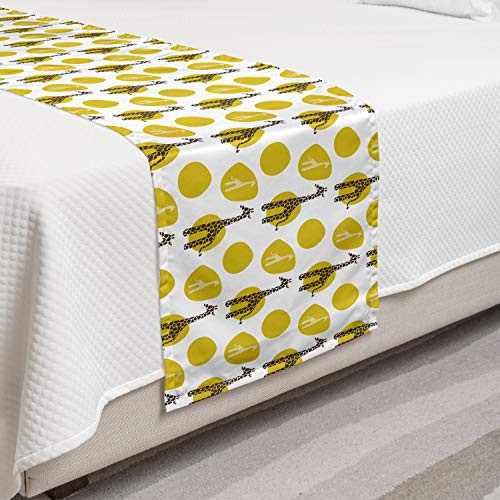 Ambesonne Giraffe Bed Runner Safari Wild Animal Art Pattern with Green Spots Composition Decorative Accent Bedding Scarf for Hotels Homes and Guestrooms Yellow Green Dark Brown