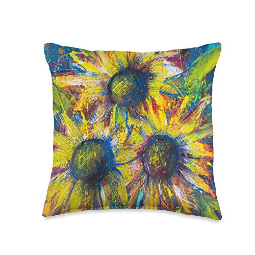 Farm House Sunflowers Sunflower Painting Art Blue Yellow Farm House Floral Flowers Throw Pillow 16x16 Multicolor Farm House Sunflowers Sunflower Painting Art Blue Yellow Farm House Floral Flowers Throw Pillow 16x16 Multicolor