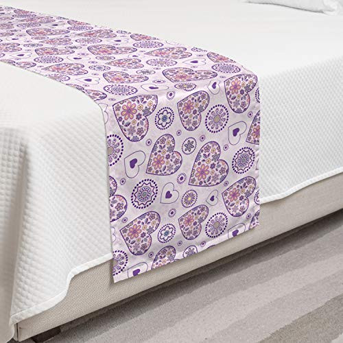 Ambesonne Valentines Bed Runner Heart Outlines Filled with Spring Inspired Flower Motifs Decorative Accent Bedding Scarf for Hotels Homes and Guestrooms Pale Pink Purple Yellow Ambesonne Valentines Bed Runner Heart Outlines Filled with Spring Inspired Flower Motifs Decorative Accent Bedding Scarf for Hotels Homes and Guestrooms Pale Pink Purple Yellow