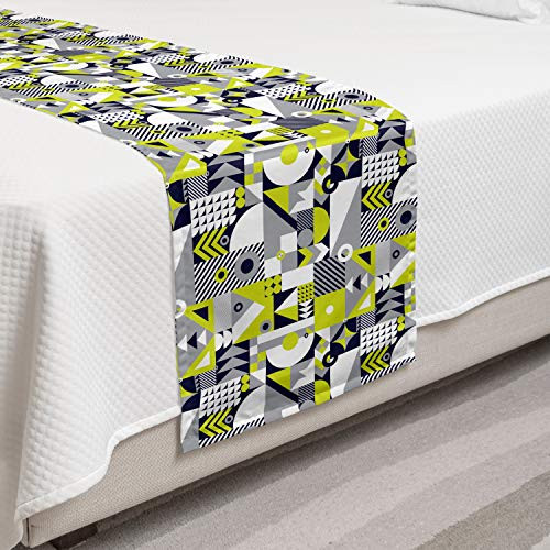 Ambesonne Abstract Bed Runner Contemporary Mosaic Pattern with Vibrant Color Scheme Decorative Accent Bedding Scarf for Hotels Homes and Guestrooms Yellow Green