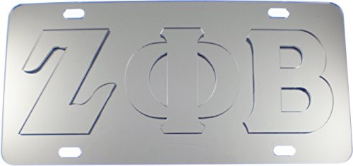 Cultural Exchange Zeta Phi Beta Raised All Mirror License Plate -Silver/Silver - Car/Truck- Cultural Exchange Zeta Phi Beta Raised All Mirror License Plate -Silver/Silver - Car/Truck-
