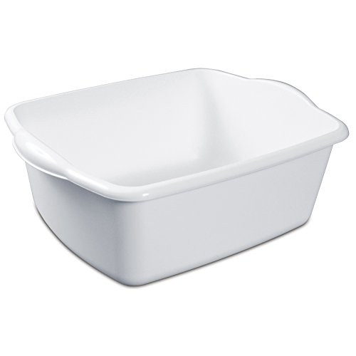 Sterilite White Plastic Rectangular Dish Pan 12 Quart Pack of Six