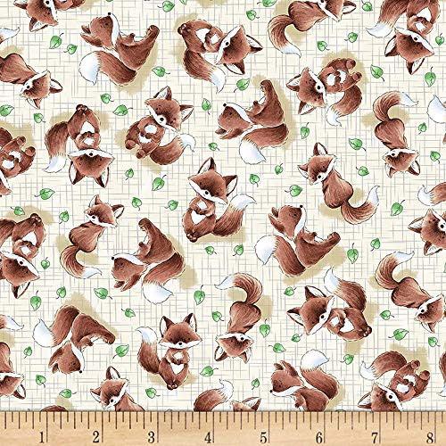 Timeless Treasures Camp Cricket Tossed Fox Quilt Fabric Taupe Quilt Fabric By The Yard