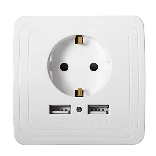 ZUO JIAFAN Smart Home Best Dual USB Port 2400Ma Wall Charger Adapter 16A EU Standard Electrical Plug Socket Power Outlet Panel 110~250V 1500mA EU