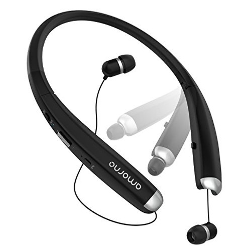 Bluetooth Headphones, AMORNO Foldable Wireless Neckband Headset with Retractable Earbuds, Sports Sweatproof Noise Cancelling Stereo Earphones with Mic Bluetooth Headphones, AMORNO Foldable Wireless Neckband Headset with Retractable Earbuds, Sports Sweatproof Noise Cancelling Stereo Earphones with Mic