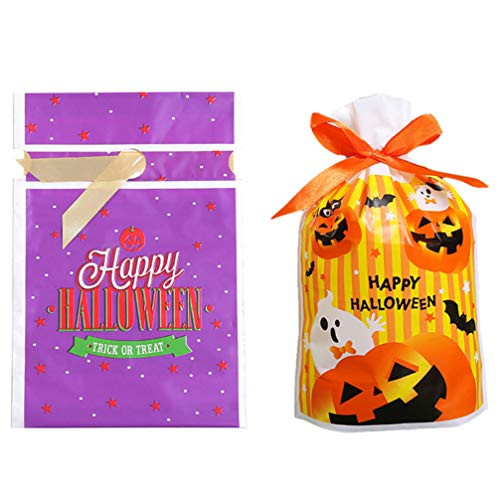 HEMOTON 100pcs Halloween Candy Bags Halloween Goody Bags Plastic Drawstring Gift Bags Halloween Party Supplies HEMOTON 100pcs Halloween Candy Bags Halloween Goody Bags Plastic Drawstring Gift Bags Halloween Party Supplies