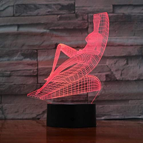 epicurism Lying Chair Sunbath Design Touch Table Lamp 7 Colors Changing Desk Lamp 3D Led Lamp Novelty Night Lights USB Light