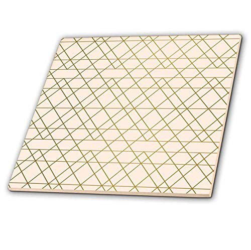 3dRose Anne Marie Baugh - Patterns - Pink and Image Of Gold Overlapping Geometric Triangle Pattern - 4 Inch Ceramic Tile -ct_323134_1-
