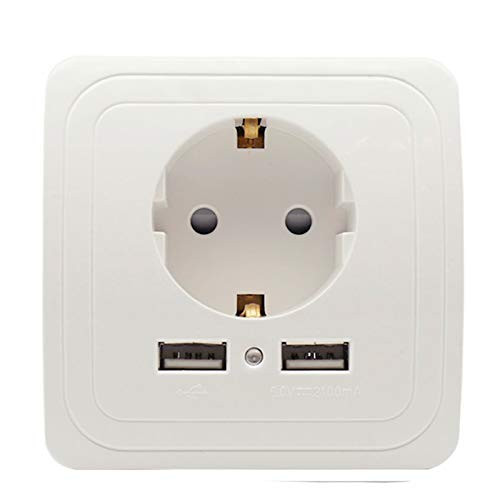 ZUO JIAFAN Pop Dual USB Port 5V 2A Electric Wall Charger Adapter EU Plug Socket Switch Power Dock Station Charging Outlet Panel EU Socket 250V EU
