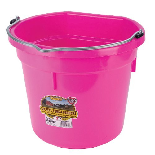 Miller Manufacturing P20FBHOTPINK Plastic Flat Back Bucket for Horses 20-Quart