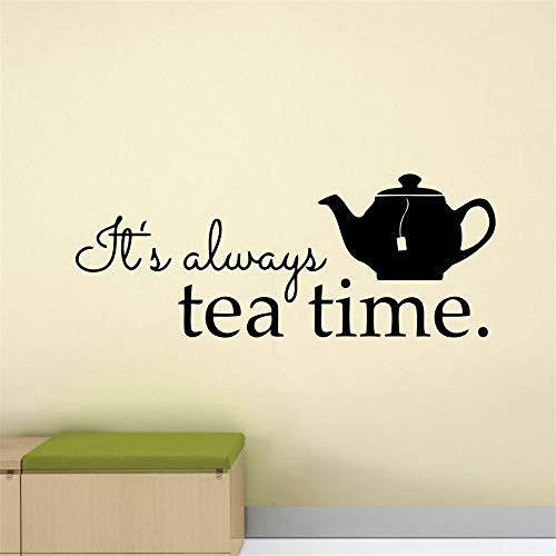 Its Always Tea Time Wall Decal Alice in Wonderland Poster Dining Room Quote Teapot Kitchen Mural Vinyl Sticker Home Decor