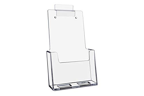 Marketing Holders 4W Clear Acrylic Brochure Slatwall Holder Value Pack of 4 Display Literature Holder Map Menu Pamphlet